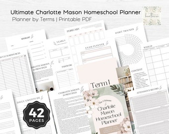 The Ultimate Charlotte Mason Homeschool Planner | Undated Homeschool Planner | Charlotte Mason, Neutral Watercolor Florals, 20 Principles