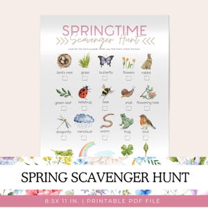 Spring Scavenger Hunt for Kids | Printable Homeschool Worksheets, Preschool, Kindergarten, Nature Scavenger Hunt, Birthday Activity Sheets