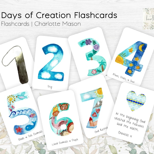 Days of Creation Flashcards, Creation Days Flash Cards, Sunday School Printables, Bible activity, Bible Story Activity for kids, Bible Verse