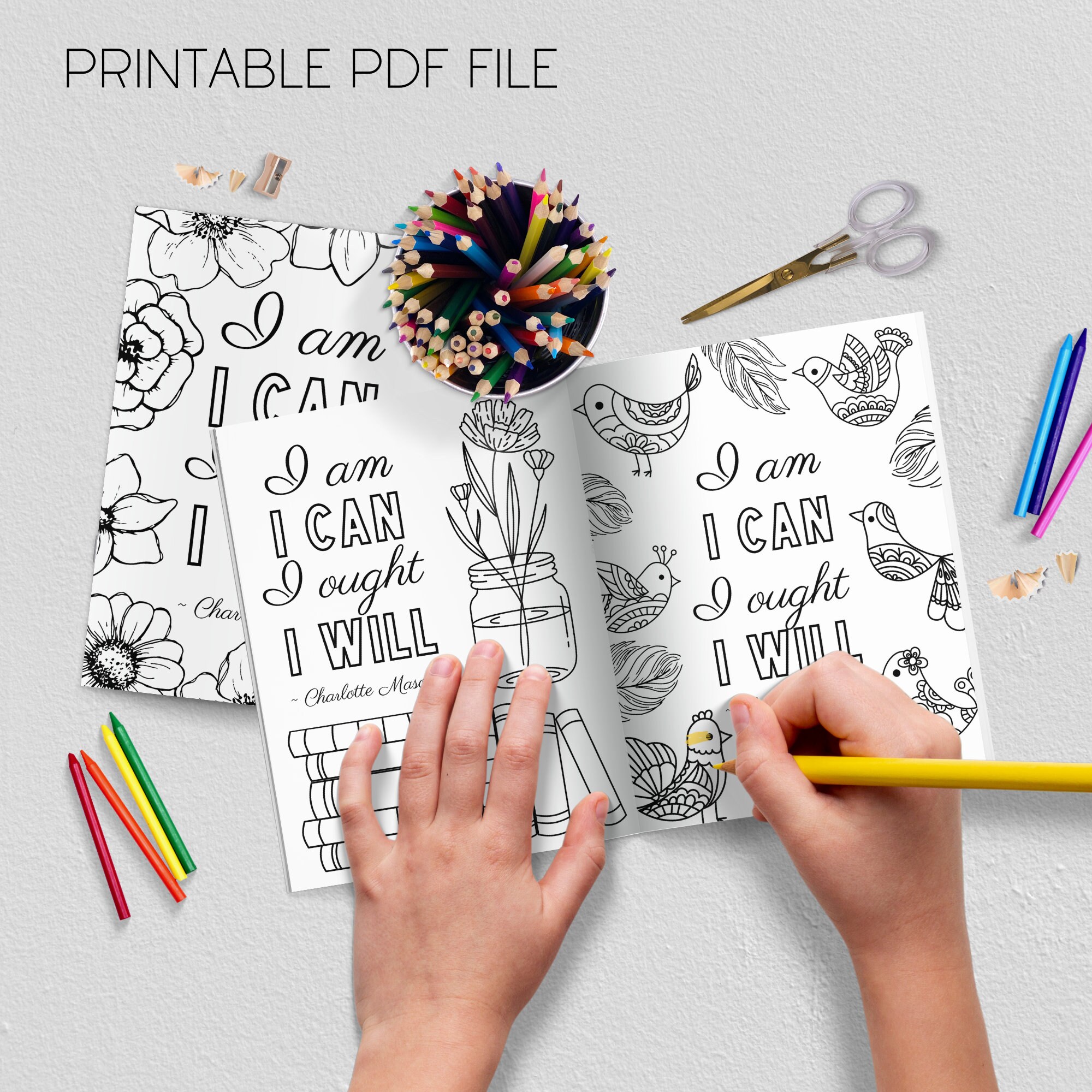 Charlotte Mason Motto Coloring Sheets, Coloring Pages, Homeschool