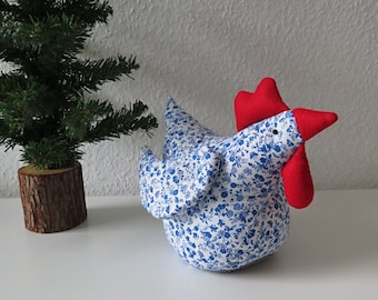 Country...Chicken...Decoration...Hen...Easter Chicken...Home...Doorstop...Gift...Birthday...Spring...Country Style...Blue White