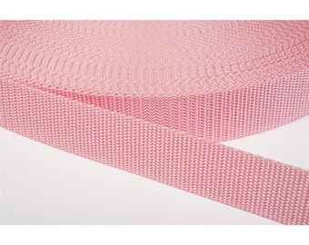 1 meter webbing pink 25 mm wide polyester