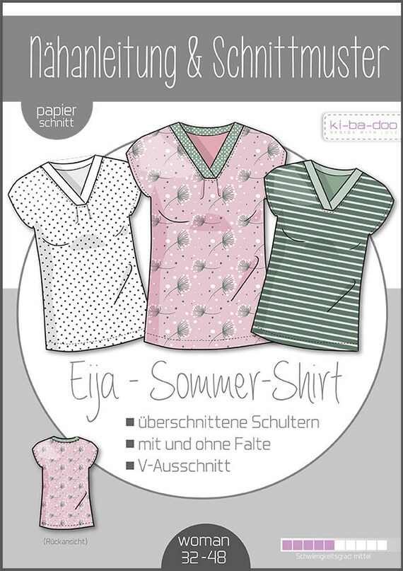 E-Book//Schnittmuster im PDF Format Shirt Lady Summer Damen Gr 32-48 per Email