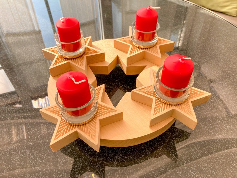 advent wreath for christmas Advent wreath made of wood for Christmas decoration carving wood art