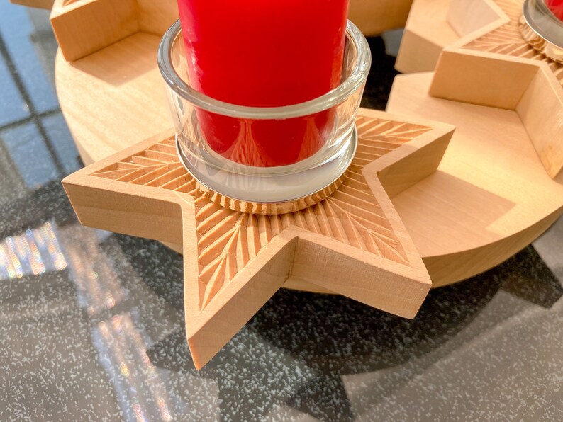 advent wreath for christmas Advent wreath made of wood for Christmas decoration carving wood art