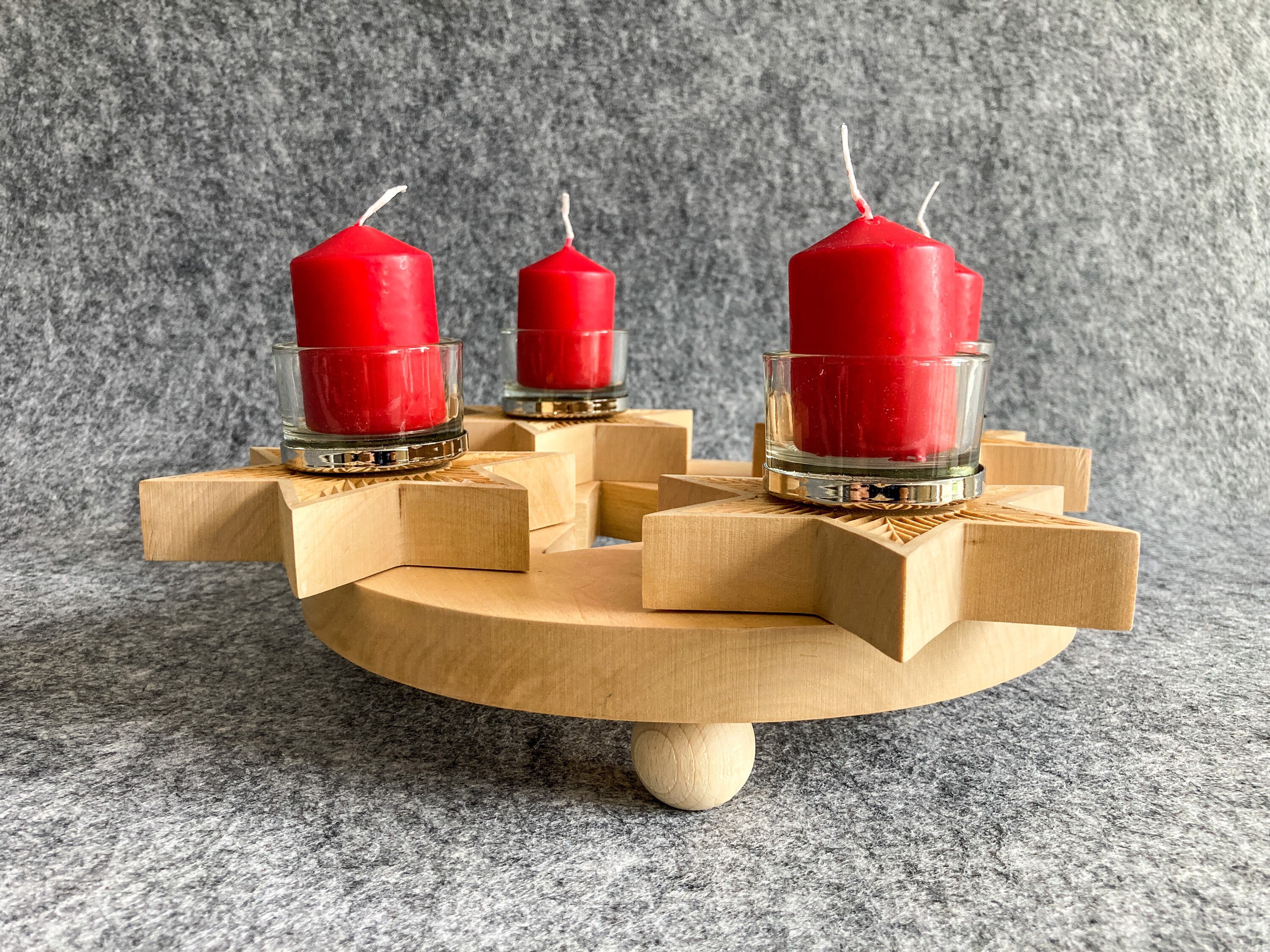 Advent wreath made of wood handcarved for Christmas Etsy