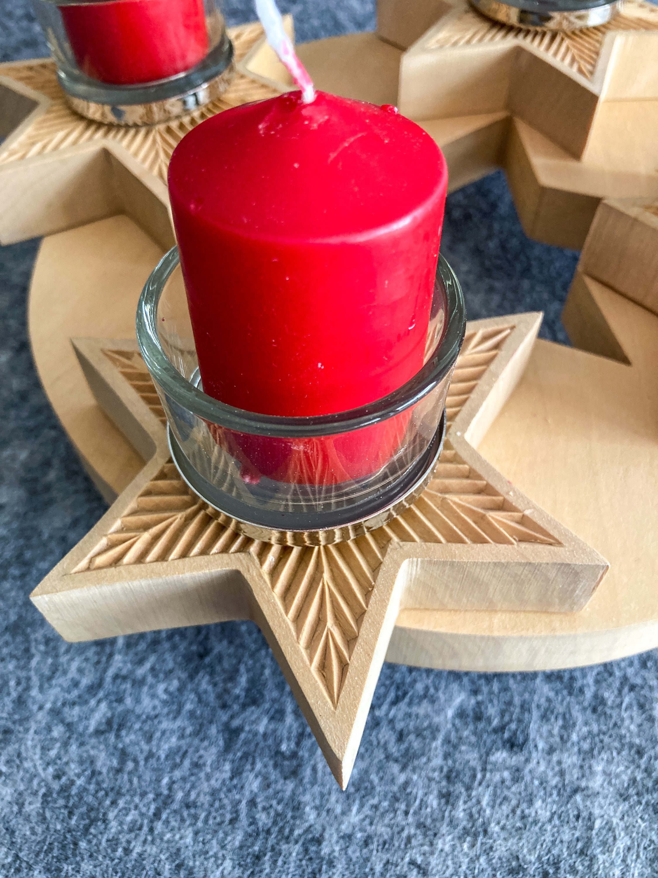 Advent wreath made of wood handcarved for Christmas Etsy