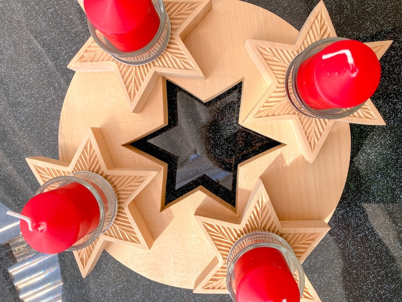 advent wreath for christmas Advent wreath made of wood for Christmas decoration carving wood art