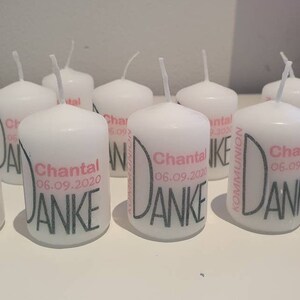 Gastgeschenk Platzkarte Kerze  DANKE