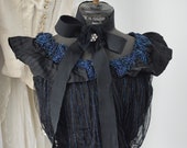 Stunning DELICATE BEAUTY Antique Victorian Evening Dress Silk Ball Gown Bodice Corset Corsage Top Nightblue Glass Bead France 1890