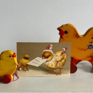 RARE Vintage wooden toy chickens ducks chicks on wheels rotary animal Orig. GECEVO and FÜLEK 1 piece per purchase Erzgebirge Germany 1950 image 2