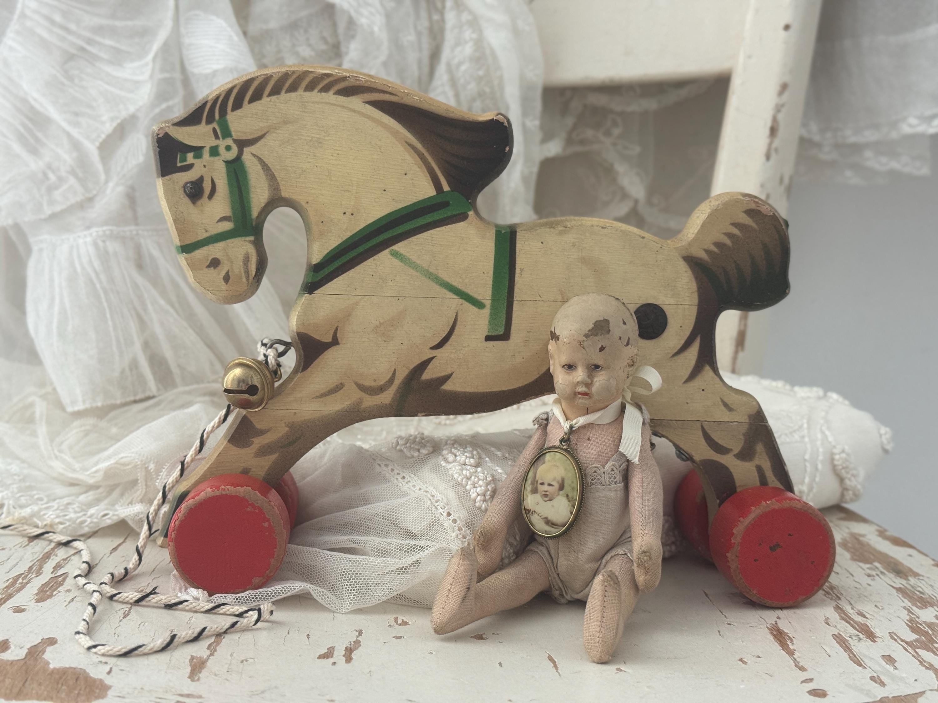 Antique toy pull horse - Etsy 日本