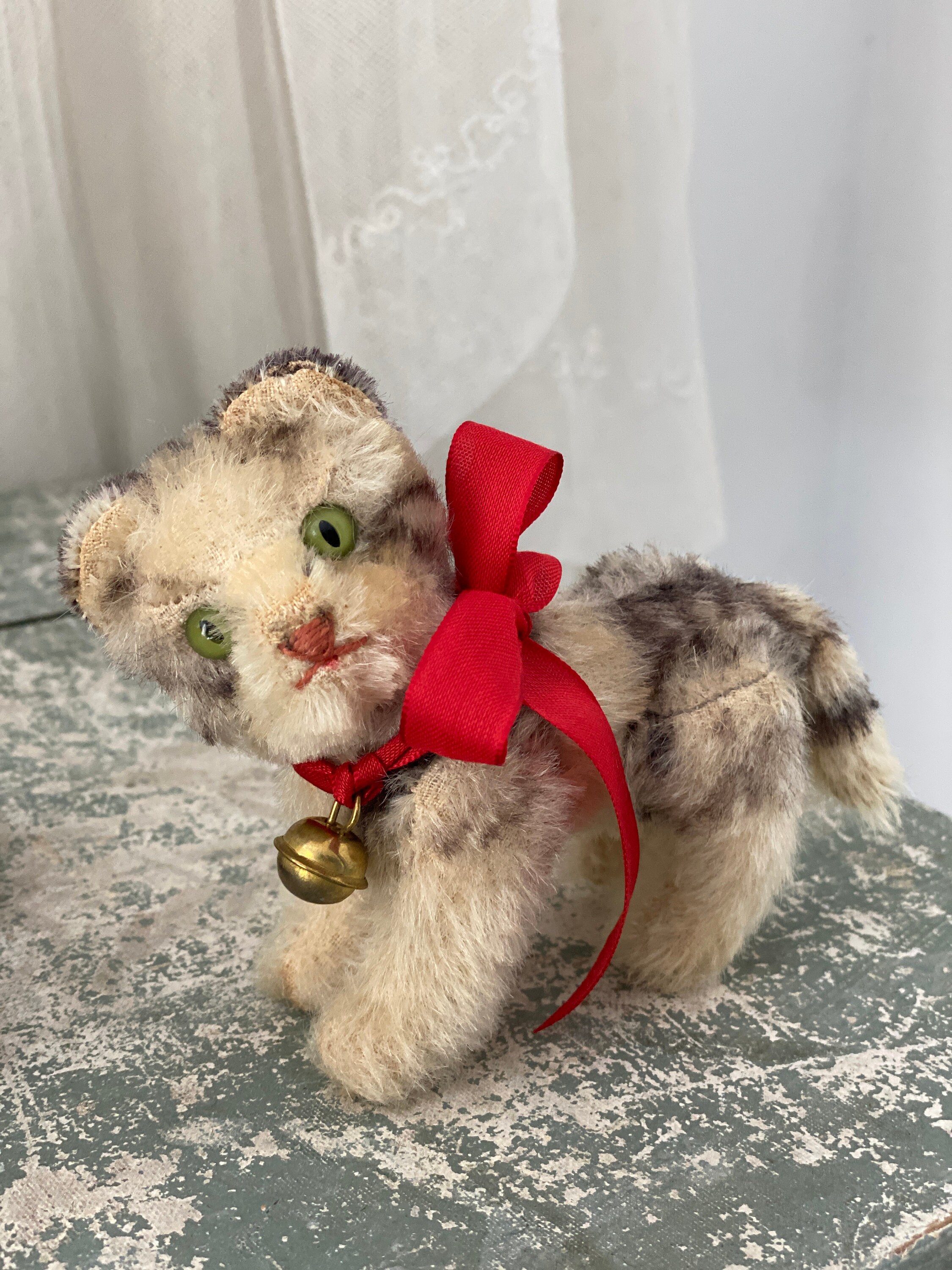 RARE Antique Mini Old Plush Toy Kitten Kitty Cat with Ribbon | Etsy