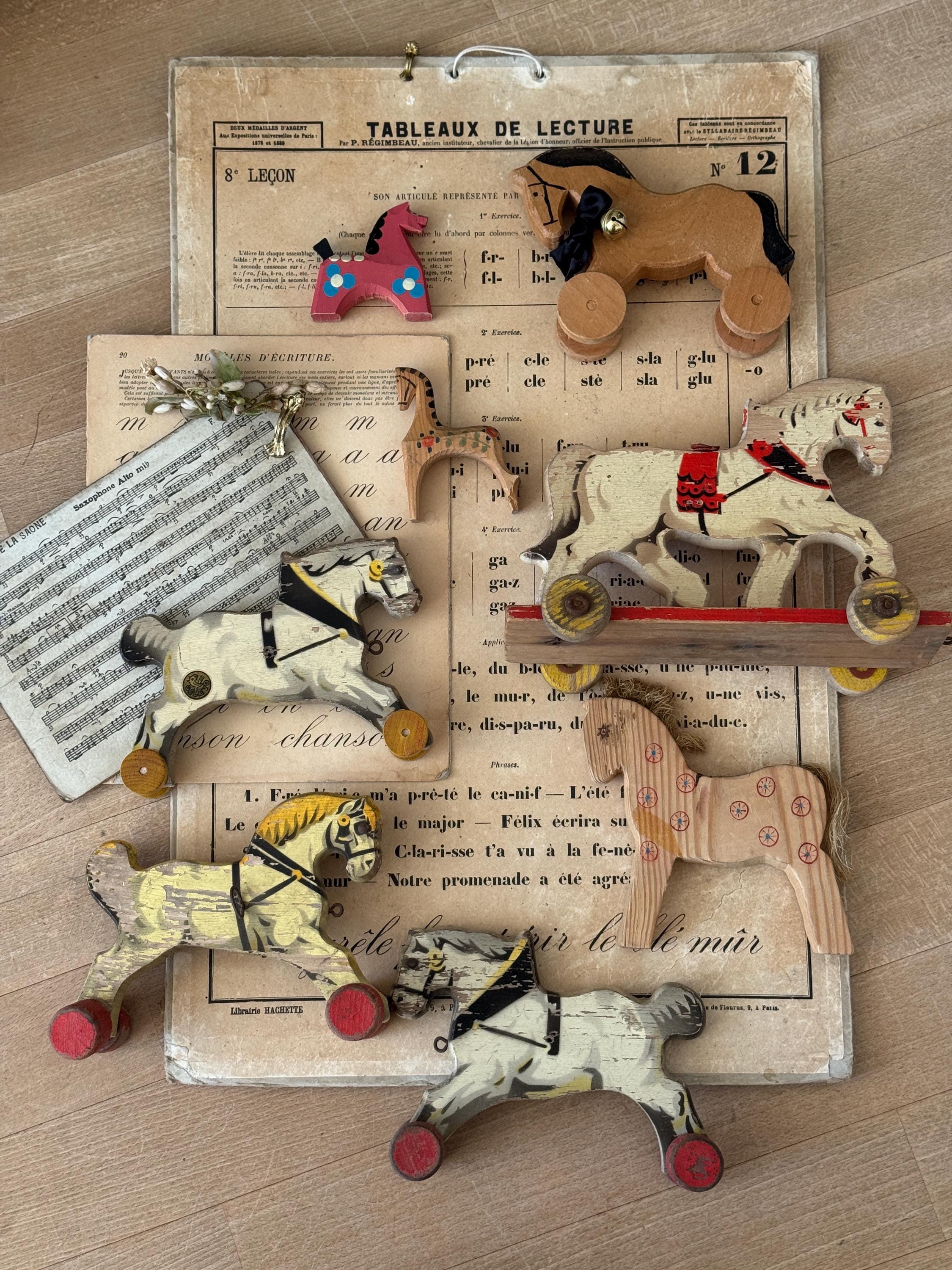 Jouet à Pousser Ancien En Bois - Le Voleur Et Le Chien De Garde - France - Bielles