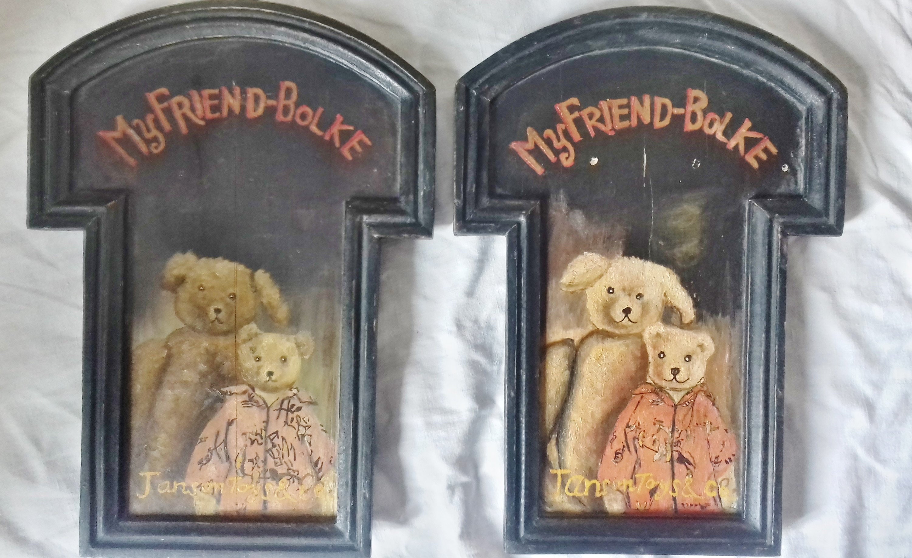 Paire de Panneaux Publicitaires Allemands Pour Magasin Jouet | Ours en Peluche