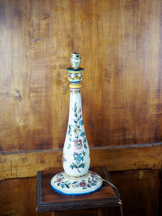 Large Portuguese Ceramic Lamp Base Floral Motifs Fabrica - Etsy
