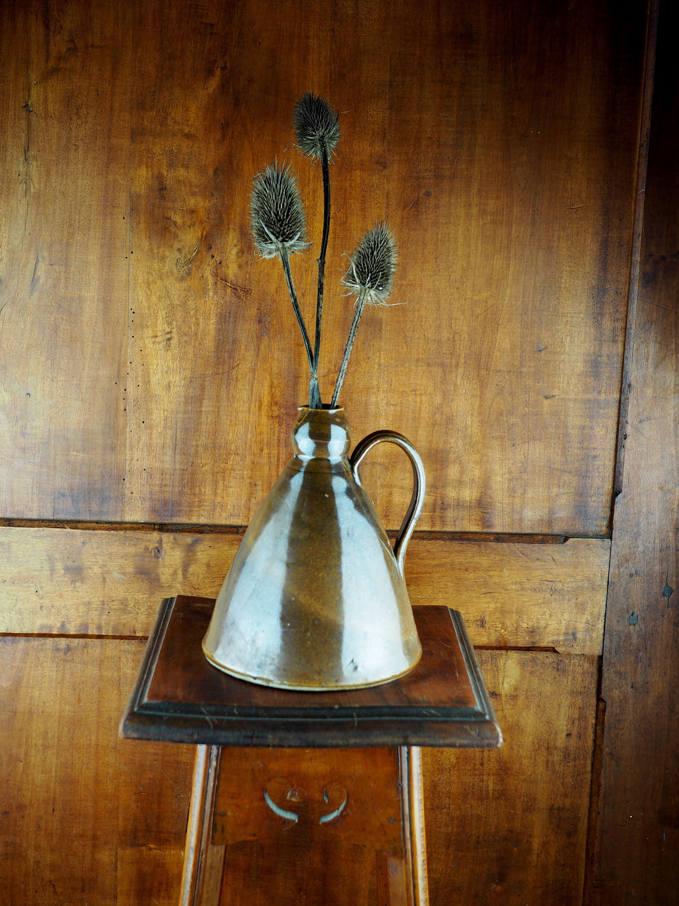 Pichet Conique à Glaçure Brune - Art Populaire Début Xxème