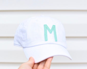 Toddler + Kids / Youth + Adult White Hat with Color Letter