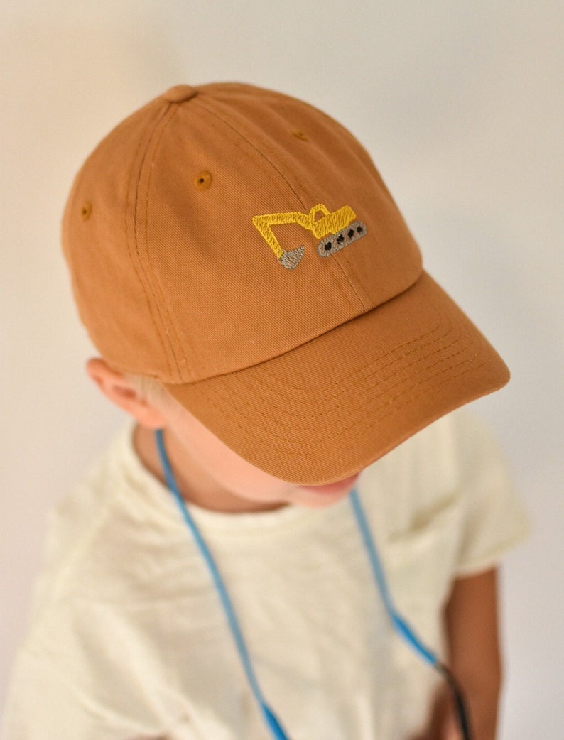 Construction Truck Baseball Cap Toddler Construction hat Kids Construction hat Excavator baseball cap kids baseball cap toddler image 1