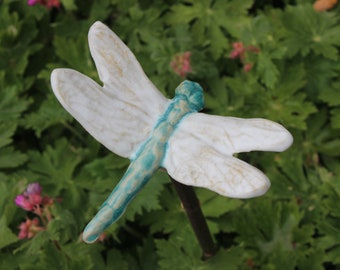 Dragonfly, garden stake, bed decoration, garden ceramics, garden decoration