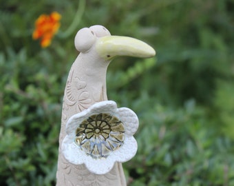 Luca the bird, garden decoration, garden jewelry, garden ceramics