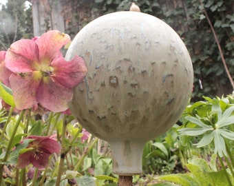 Garden ball in sage green, garden decoration, garden ceramics