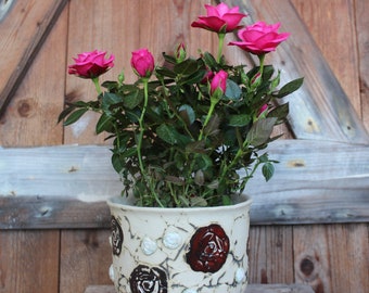 Planter, flowerpot, roses, plants