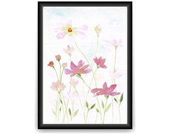 Original watercolor, flowers, garden pictures, paintings, decoration, wall design