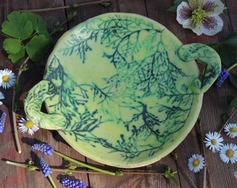 plate, bowl, rustic, gift, green, branches