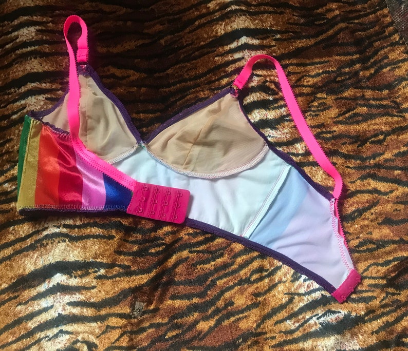 Made To Order Velvet Lingerie Set Bralette Set in Rainbow Printed Velvet Handmade Lingerie Set.