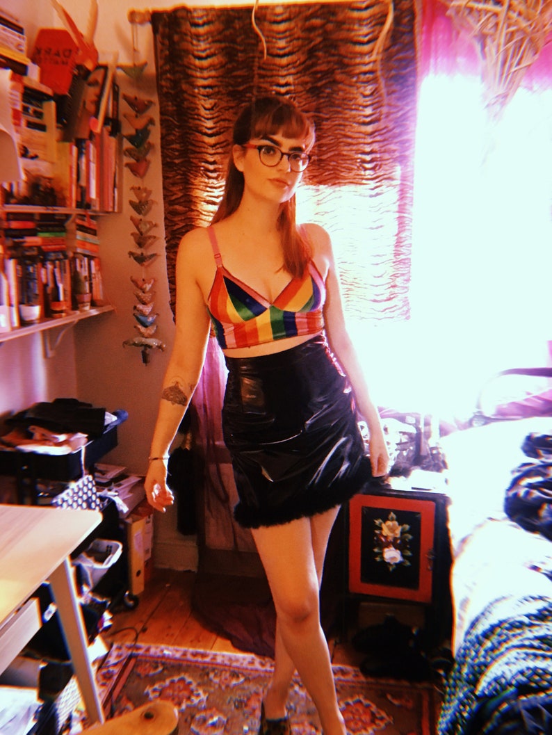 Made To Order Velvet Lingerie Set Bralette Set in Rainbow Printed Velvet Handmade Lingerie Set.