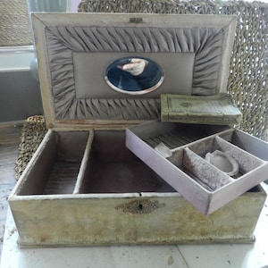 Stare antyczne pudełko na biżuterię / dekoracja vintage / brocante deco / shabby chic /