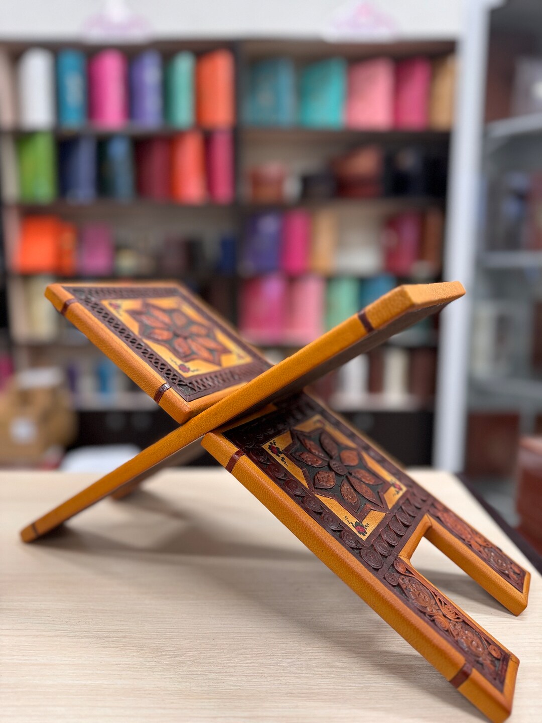 Handmade Wood Halal Leather Quran Stand Etsy Handmade Wood Halal Leather Quran Stand Etsy