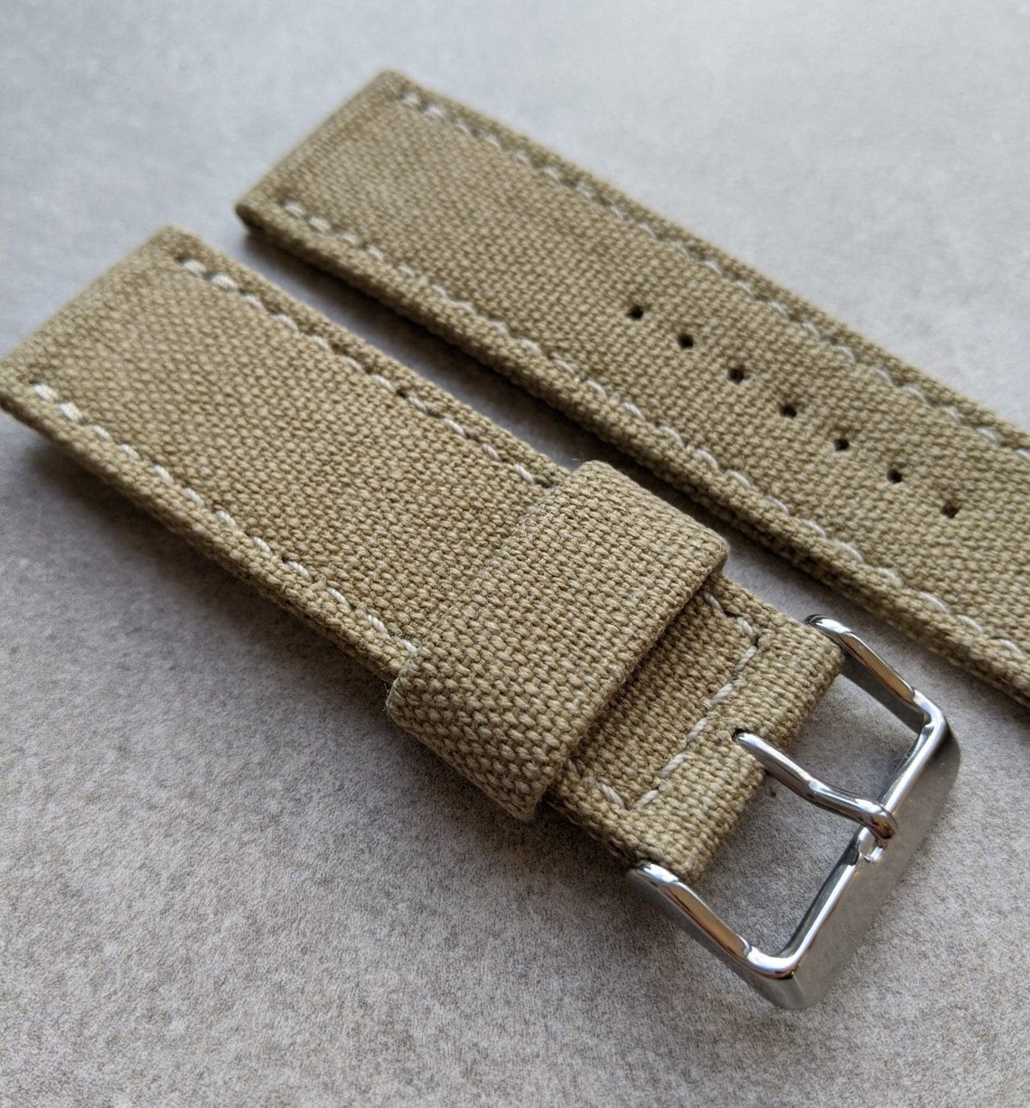 Canvas Watch Strap Khaki Handmade Watch Strap Etsy UK