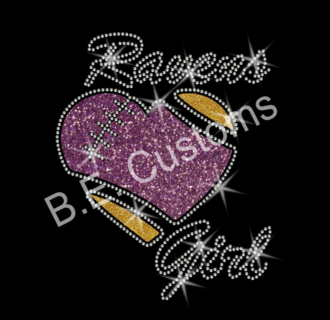 Ravens Girl heart Iron-on Glitter Vinyl & Rhinestone Transfer | Etsy