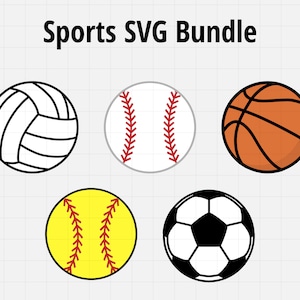 Sports Balls SVG Bundle - Basketball, Baseball, Volleyball, Softball, and Soccer Ball SVG files for Cricut, Silhouette, Laser Cutter, etc.