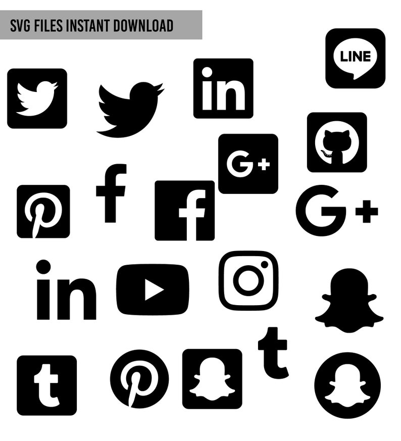 Social Media Icons SVG DXF Social Media Icons Bundle | Etsy