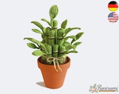 Crochet pattern lucky bamboo pot flower Renirumi