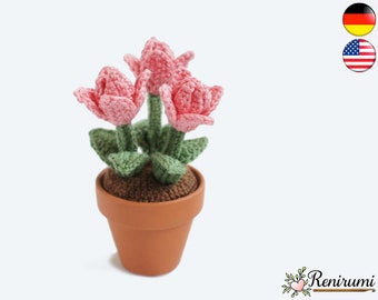 Crochet pattern tulip • pot flower • Renirumi