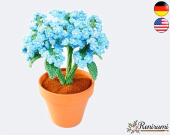 Crochet pattern forget-me-not • pot flower • Renirumi