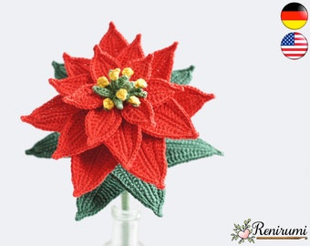 Crochet pattern poinsettia • cut flower • Renirumi