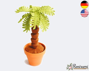 Crochet pattern palm tree • pot flower • Renirumi
