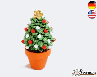 Crochet pattern christmas tree • pot plant • Renirumi
