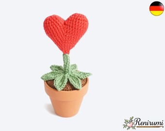 Crochet pattern heart in a pot • Renirumi