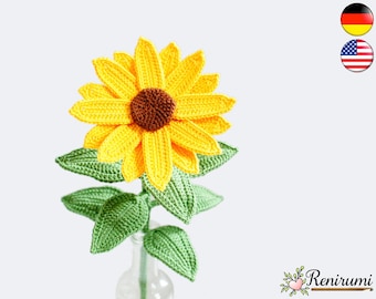 Crochet pattern sunflower • cut flower • Renirumi