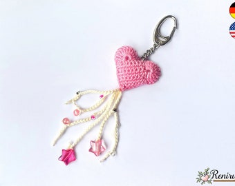 Crochet pattern Heart Keychain • Love • Renirumi