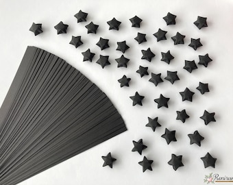 DIY 50 • Schwarze • Lucky Stars Origami Papierstreifen - Papiersterne