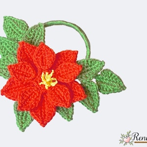 Crochet pattern poinsettia wreath • Renirumi