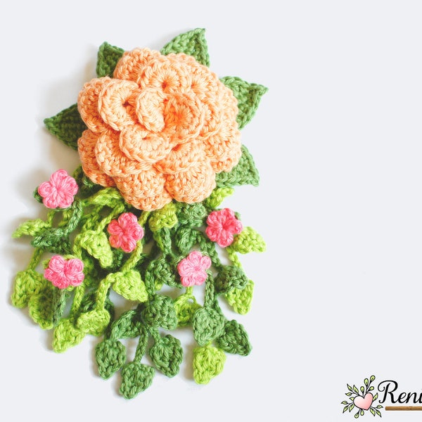 Crochet pattern boutonniere • Rose • Renirumi