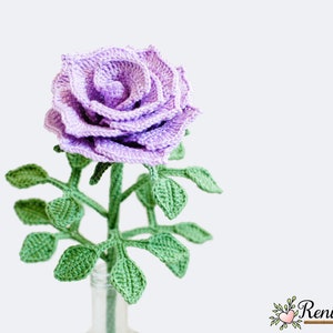 Crochet pattern rose cut flower Renirumi image 1